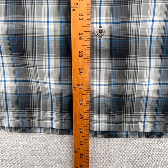 KUHL Response Button Shirt Men XL Gray Blue Plaid Short Sleeve Outdoor Hike GORP - Picture 8 of 12